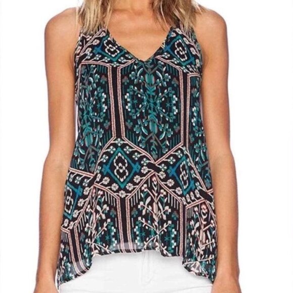 Ella Moss Tops - ELLA MOSS Racerback Tank Blouse | Boho Geometric Print Sleeveless Top | Size M